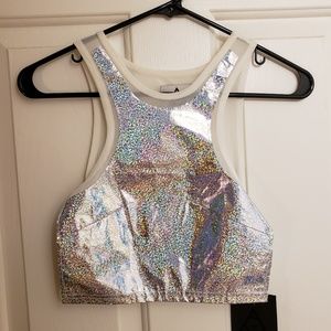 UNIF Silver Holographic Plur Crop sz Small